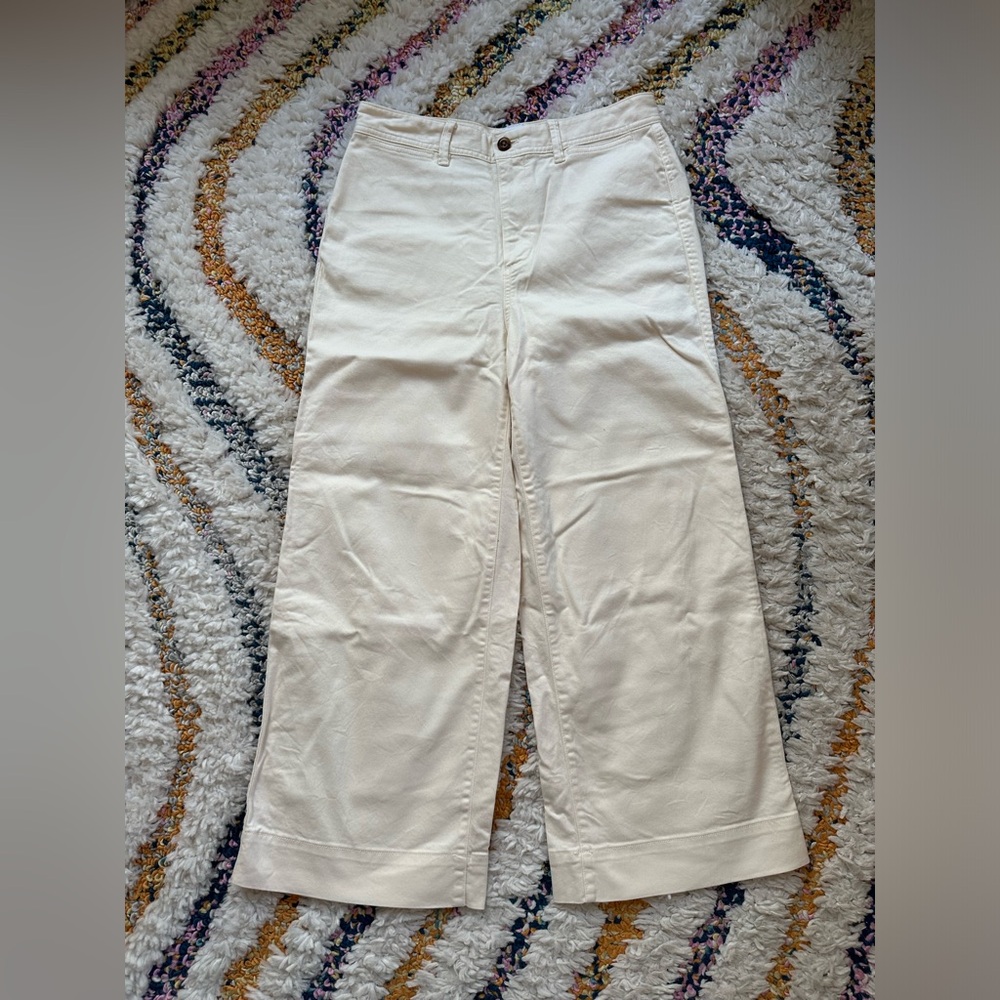 Cream wide leg pants